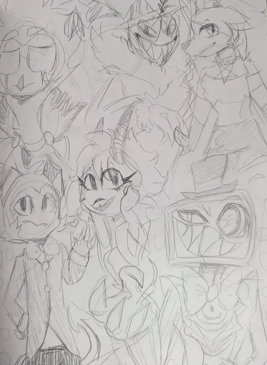 Unsure if I posted these before but I'm proud of them so here's some old ish sketch pages
#hazbinhotel #helluaboss #art