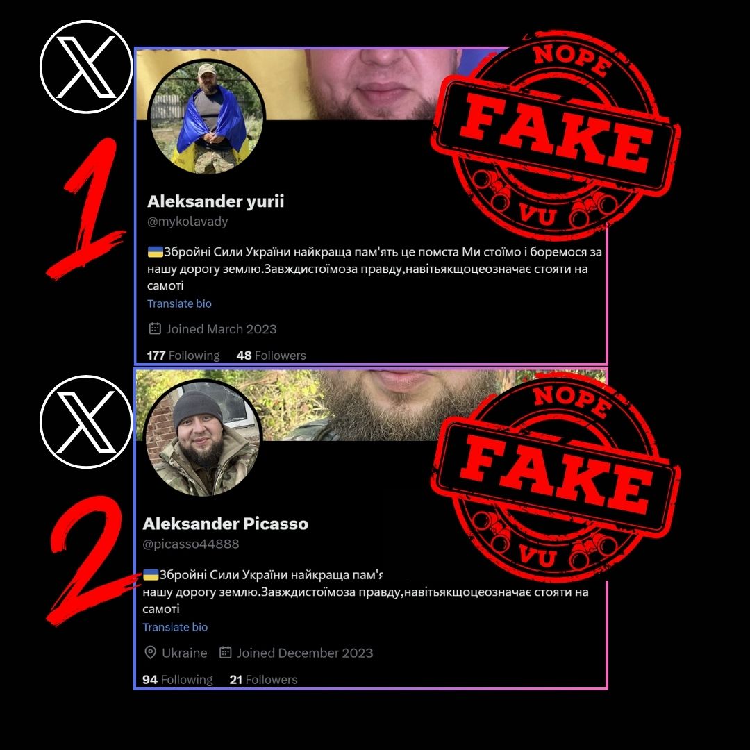 #vu #scamalert #FakeCollection ⚠️These profiles ALL IMPERSONATE the same ✅ REAL SOLDIER ⚠️ 1. ❌ Aleksander yurii aka mykolavady x.com/mykolavady ID Link: twitter.com/i/user/1635266… ID: 1635266070297575426 2. ❌ Aleksander Picasso aka picasso44888…