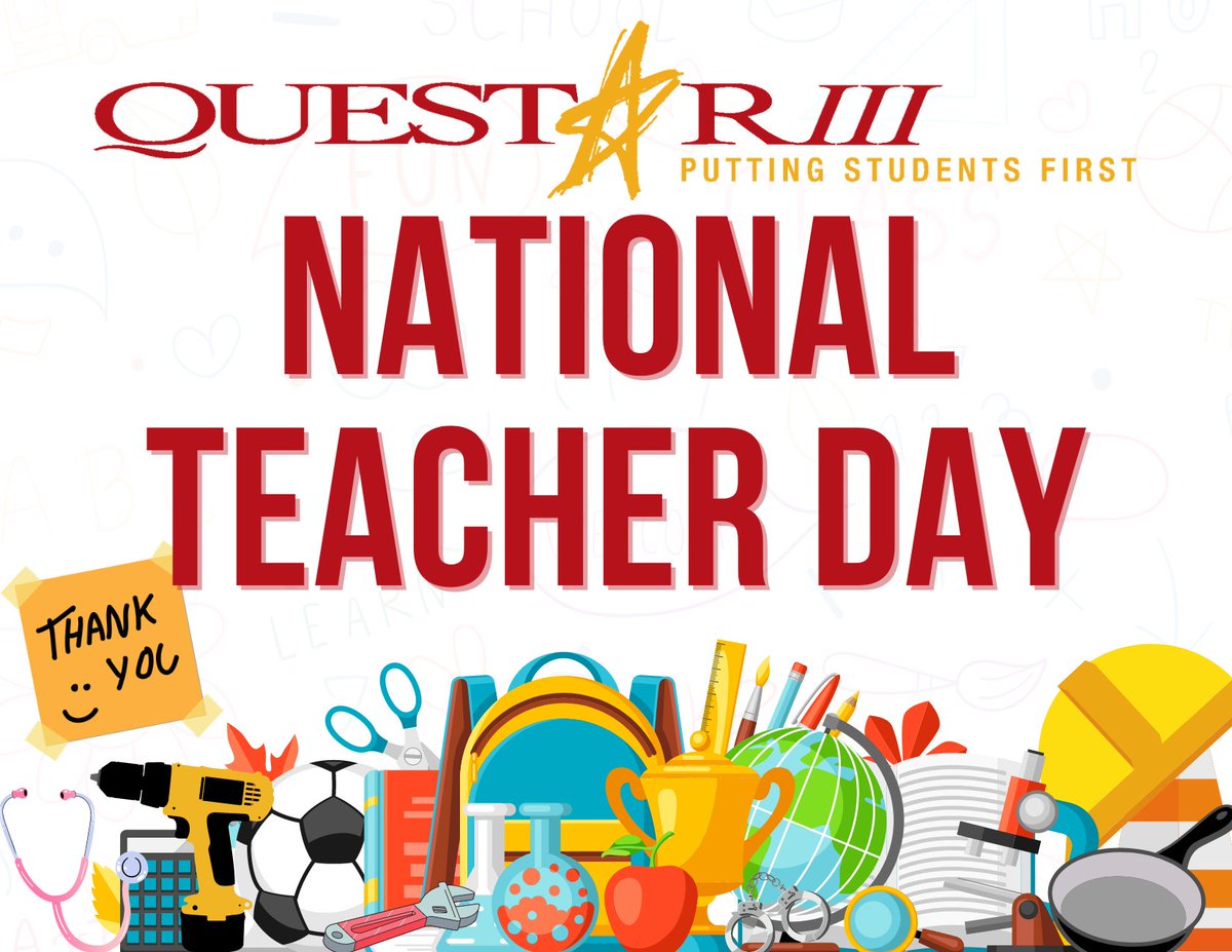 Happy National Teacher day to the amazing teachers at Questar III BOCES! Thank you for everything you do to support our students and community. #QuestarIII #BOCES #NationalTeacherDay