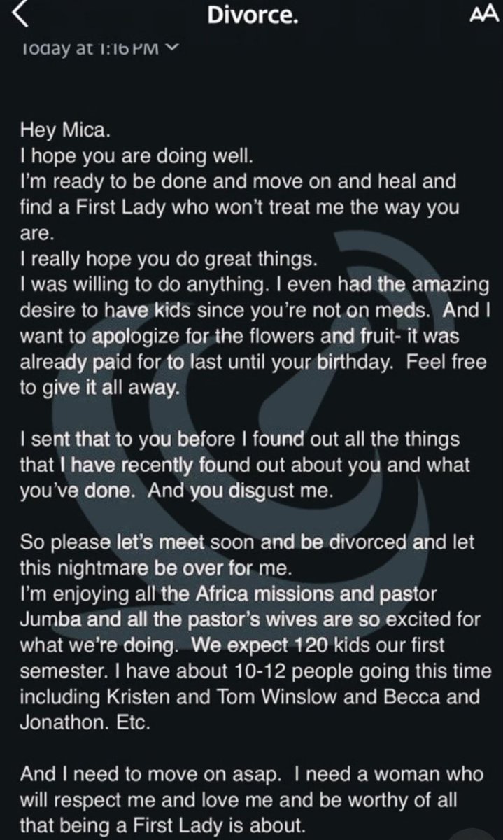 An email purportedly written by Pastor John-Paul Miller (“PJP”) to Mica Miller ahead of her suicide; a cause of death confirmed by Robeson County Medical Examiner Dr. Richard Johnson. #JusticeForMica @FITSNews 📡