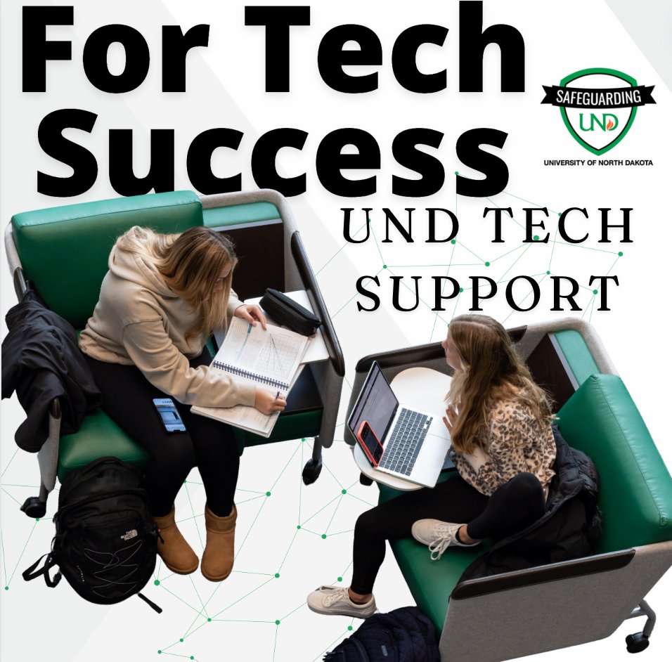 UNDTechAlert's tweet image. Technology success = academic success! Visit the UIT Help Desk at Chester Fritz Library for device support. UIT is here to ensure your success!

#UNDproud #TechSuccess