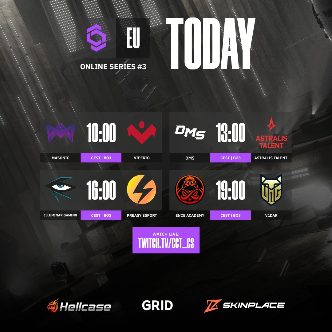 We start the day strong with battles in Groups B & C! 🕹️Game 1: @MasonicGG vs @viperioesports 🕹️Game 2: DMS vs @AstralisCS Talent 🕹️Game 3: @illuminargaming vs @PreasyEsport 🕹️Game 4: @ENCE Academy vs V1dar