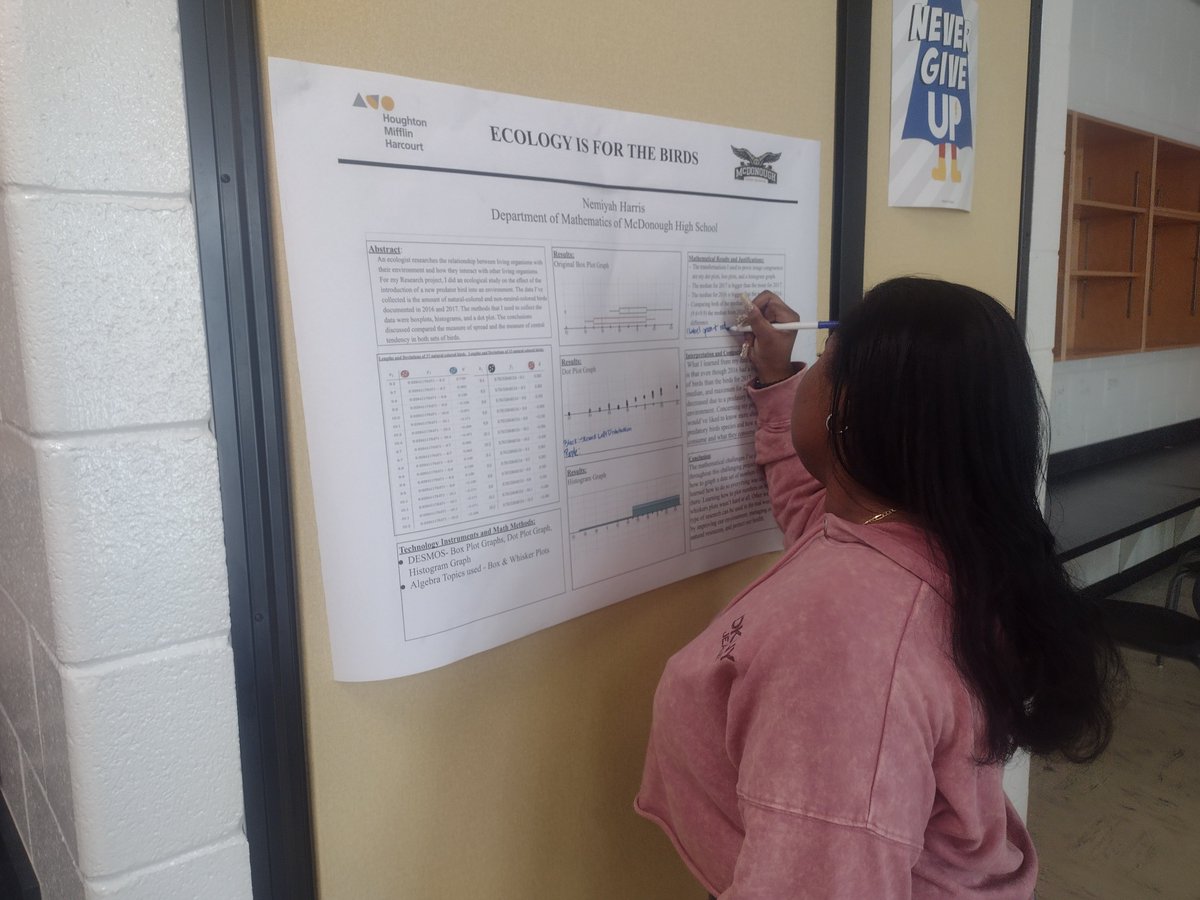 Check out one of our Junior class Researchers, Nemiyah, prepping for her poster research defense!