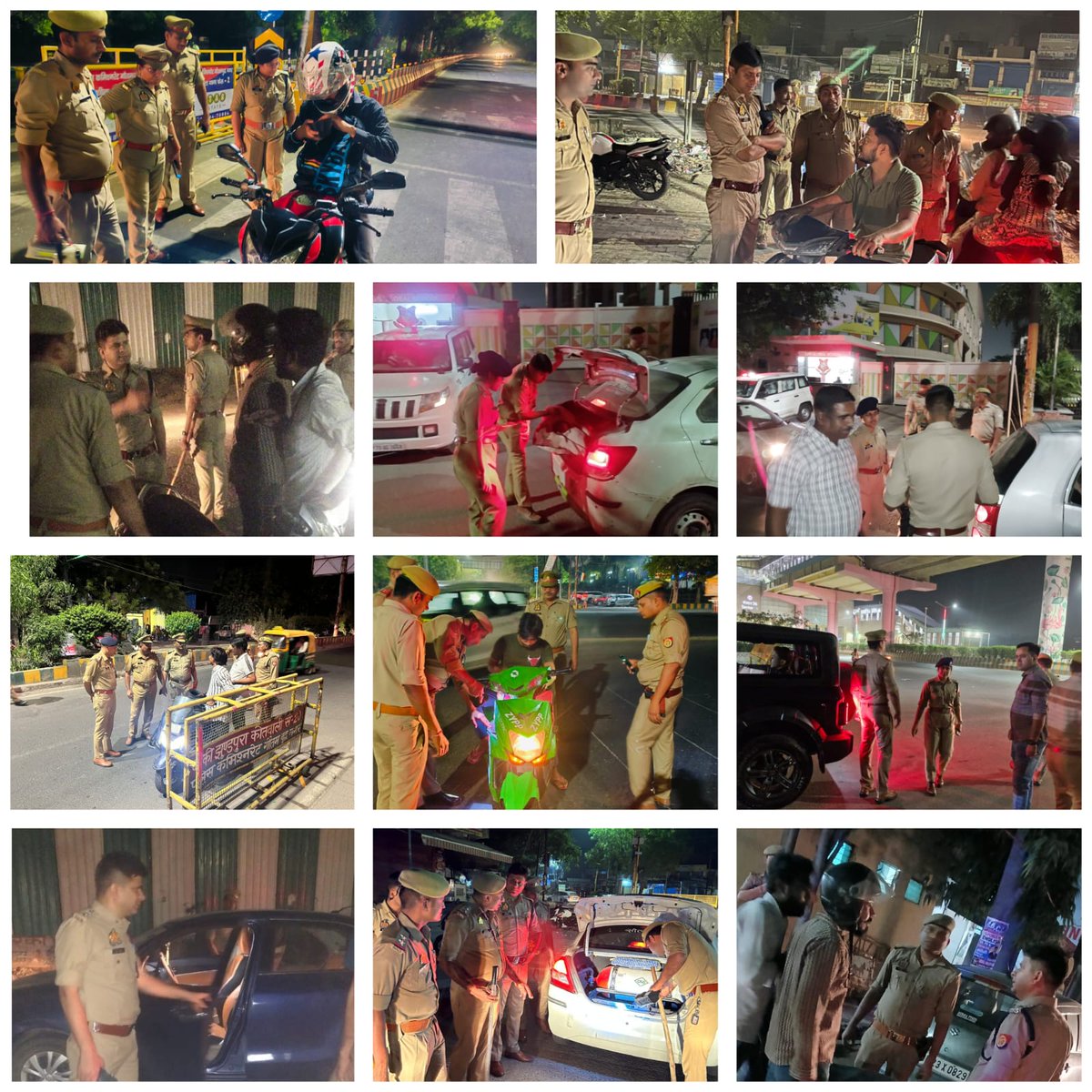 .@CP_Noida के निर्देशन में नागरुकों की सुरक्षा के दृष्टिगत @noidapolice के अधिकारियों द्वारा संबंधित पुलिस बल के साथ सभी थाना क्षेत्र में गस्त कर/बैरियर लगा कर संदिग्ध वाहन/व्यक्तियों को चेक किया जा रहा है। 'आपकी सुरक्षा हमारी जिम्मेदारी' #NoidaPolice #हर_कदम_साथ