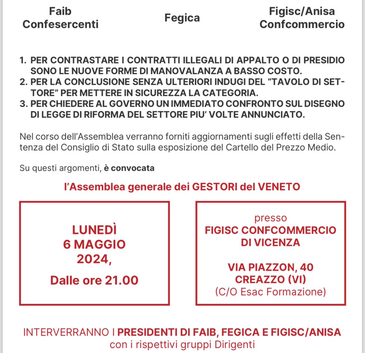 massimobitonci's tweet image. Questa sera porterò i saluti del Ministero delle Imprese e del Made in Italy ed interverrò all’assemblea dei federazioni di categoria dei #distributori di #carburanti del Veneto! @LegaSalvini