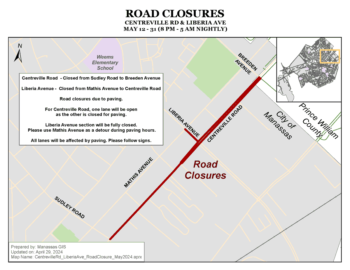 It’s that time of year to smooth out our rides. Crews will be at work paving Centreville Road from 8 PM to 5 AM from May 12 through the 31st. Look out for lane closures on Centreville, and use Mathis Ave. to get around Liberia Ave. closures.