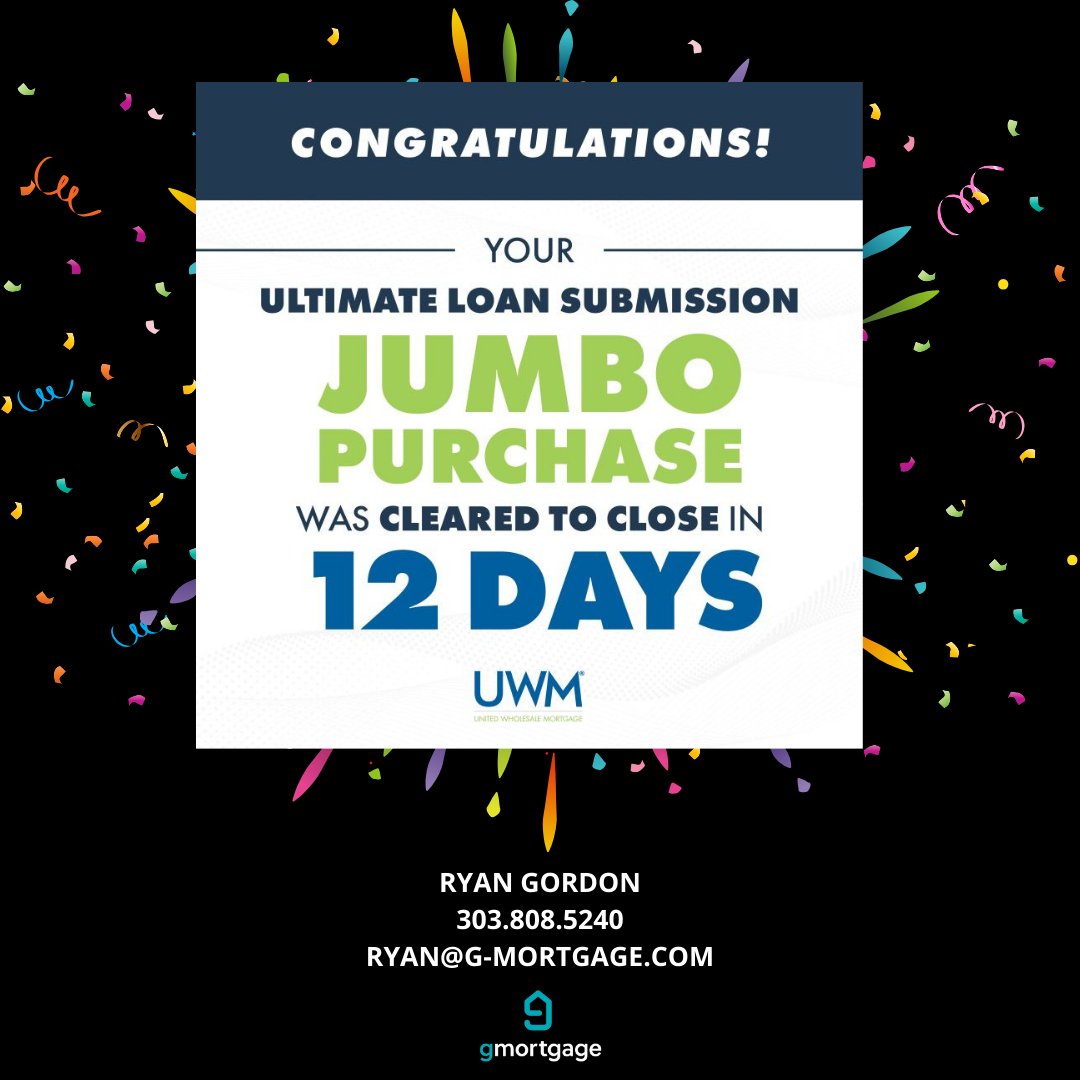 Happy Monday indeed! Kicking off the week with getting our client's jumbo loan cleared to close in just 12 days! #clearedtoclose #fasterwithus #jumboloan #dreamhome #brokersarebetter