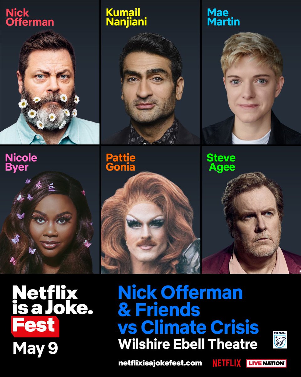 WHAT: @Nick_Offerman and Friends vs Climate Crisis at @NetflixIsAJoke Fest WHEN: May 9 at 7pm WHERE: Wilshire Ebell Theatre, Los Angeles Get tickets for a night of comedy to support our work: on.nrdc.org/49R1bcG