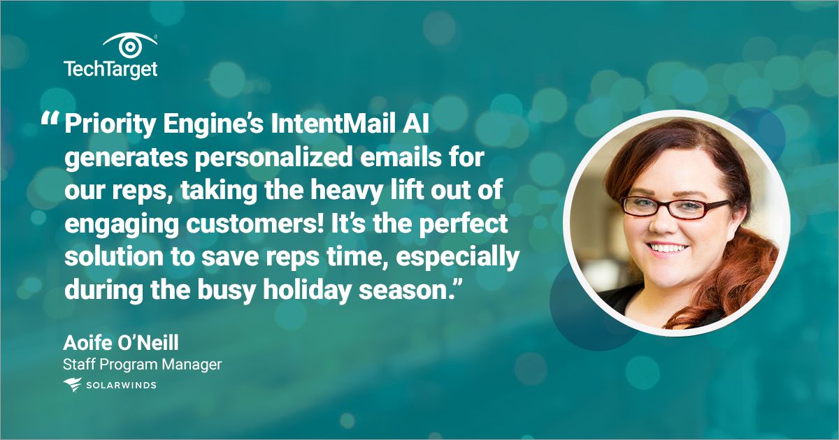InformaTTGT's tweet image. Discover how Aoife O'Neill from @SolarWinds utilizes Priority Engine™ to optimize engagement with customers and boost her workflow ✅
Connect with our team to learn what #PriorityEngine can do for you:
bit.ly/47n72ph
#engagement #b2bmarketing #b2b