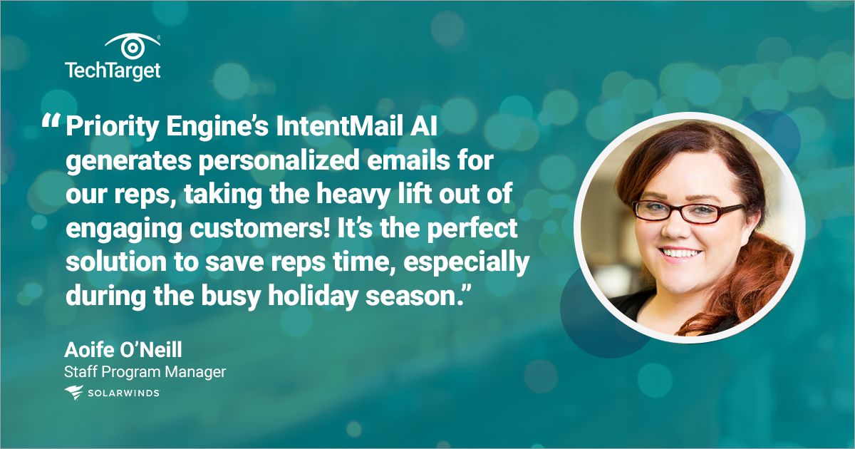 Discover how Aoife O'Neill from @SolarWinds utilizes Priority Engine™ to optimize engagement with customers and boost her workflow ✅ Connect with our team to learn what #PriorityEngine can do for you: bit.ly/47n72ph #engagement #b2bmarketing #b2b