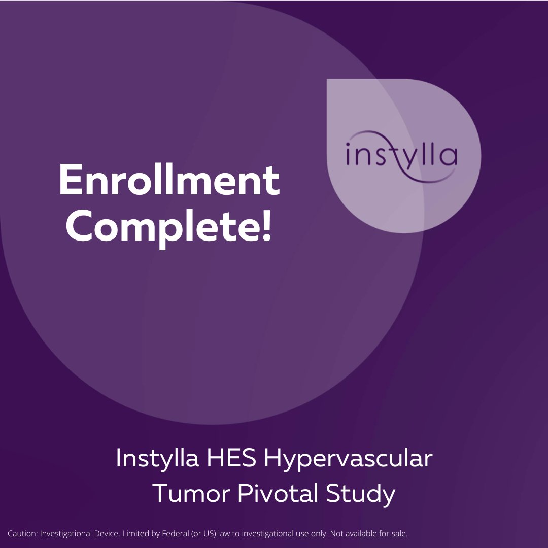 Instylla completes enrollment of landmark hypervascular tumor pivotal study. Clinical investigators achieve significant milestone by enrolling 150 patients with various hypervascular tumors in randomized study. #interventionalradiology #interventionaloncology #clinicaltrials