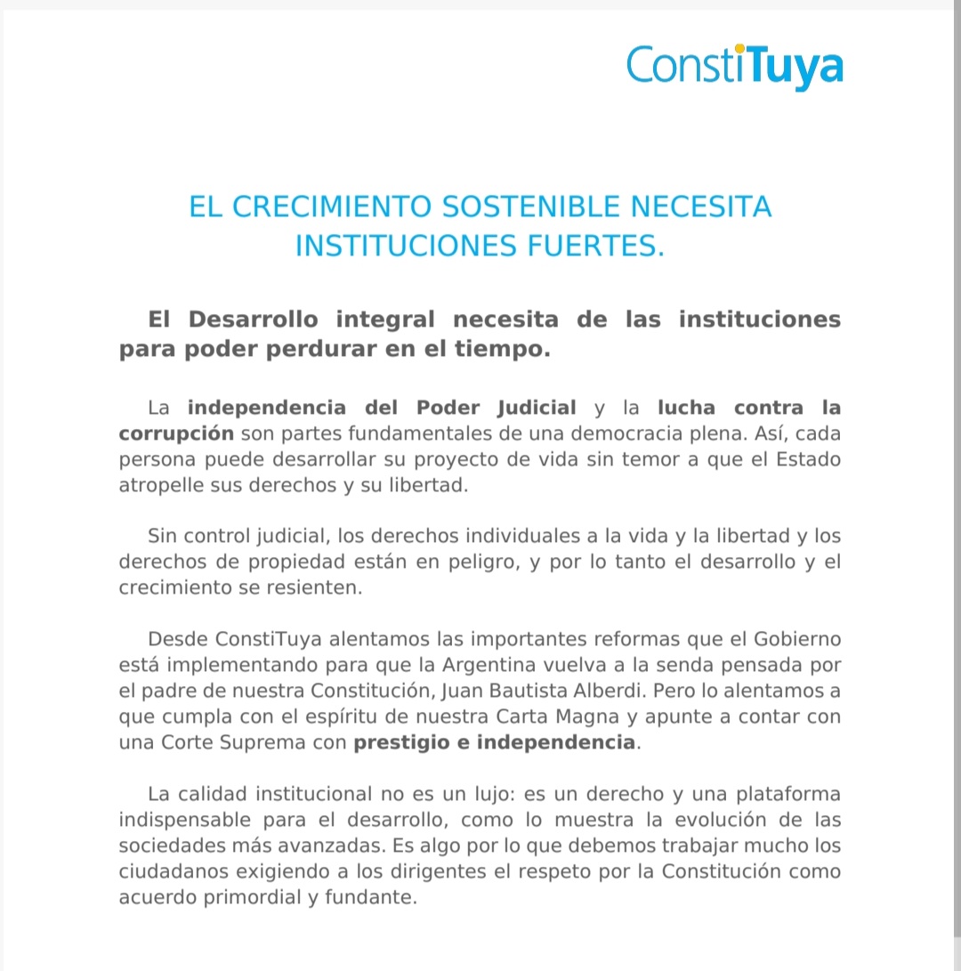Desde <a href="/constituya/">ConstiTuya</a> apoyamos el cambio republicano que se está vislumbrando en el país pero debemos alertar sobre la importancia de contar con una Corte Suprema que cumpla su rol institucional basado en la ética,el profesionalismo,la independencia y la búsqueda del bien común!