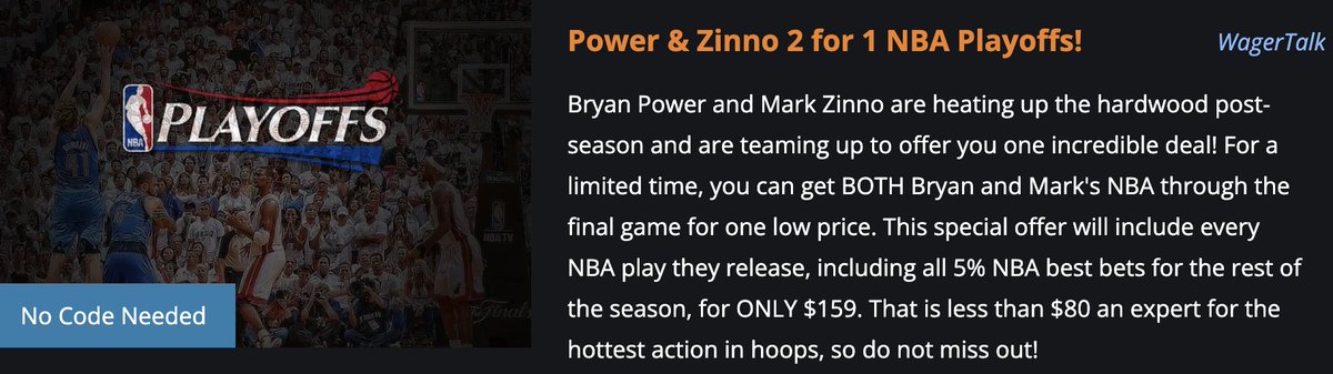 🤑 🏀 @BryanPower_Wins and @MarkZinno are teaming up to give you an incredible deal lasting you through the #NBAPlayoffs! For a limited time, you can get ALL #NBA plays from BOTH through the NBA Finals for just $159 TOTAL! Use link for info 💰 ➡️ zurl.co/YWQZ