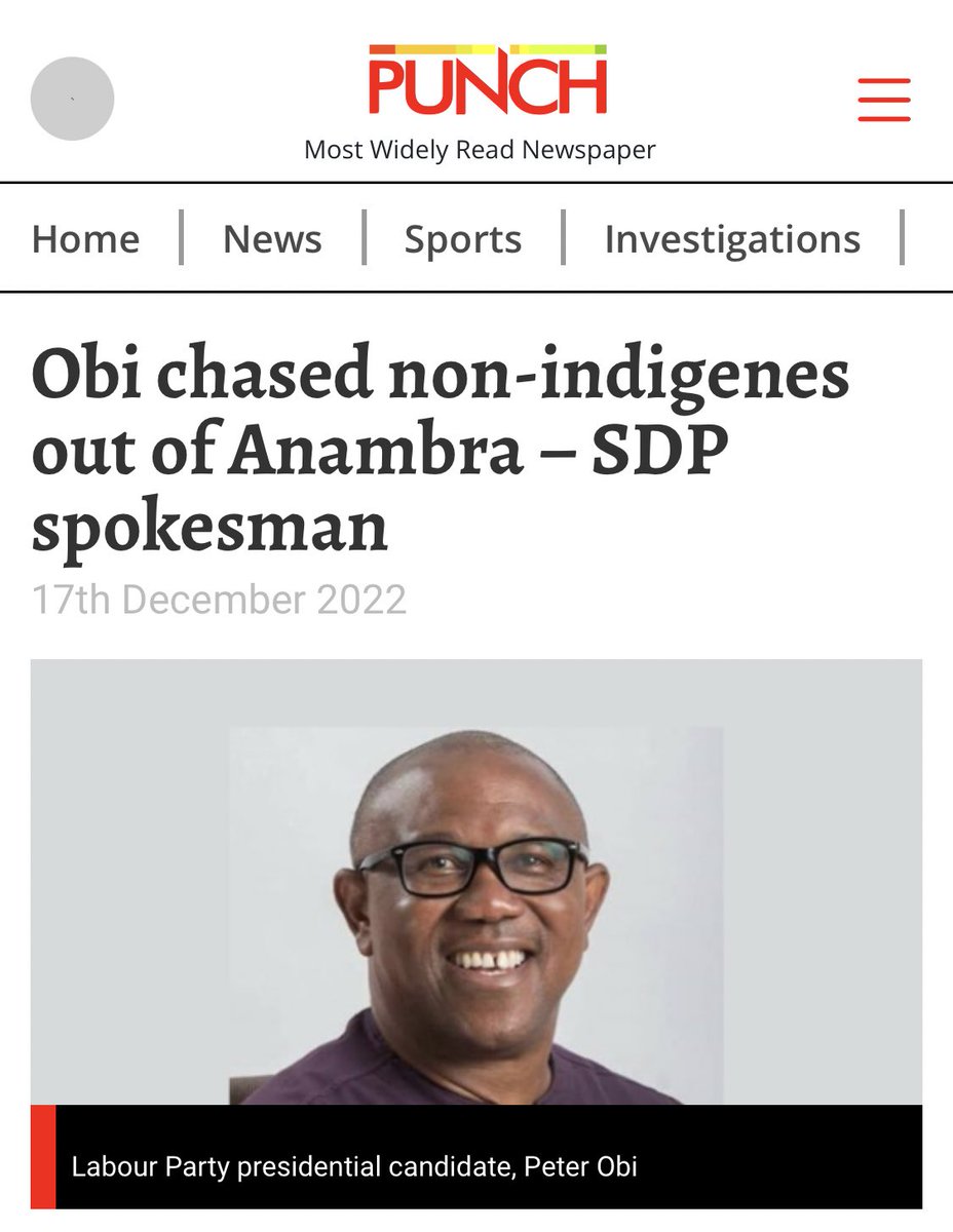 For those who may not be aware, Peter Obi deported Northerners from Anambra when he was Governor.

Such a dangerous man with his revisionist and divisive agenda