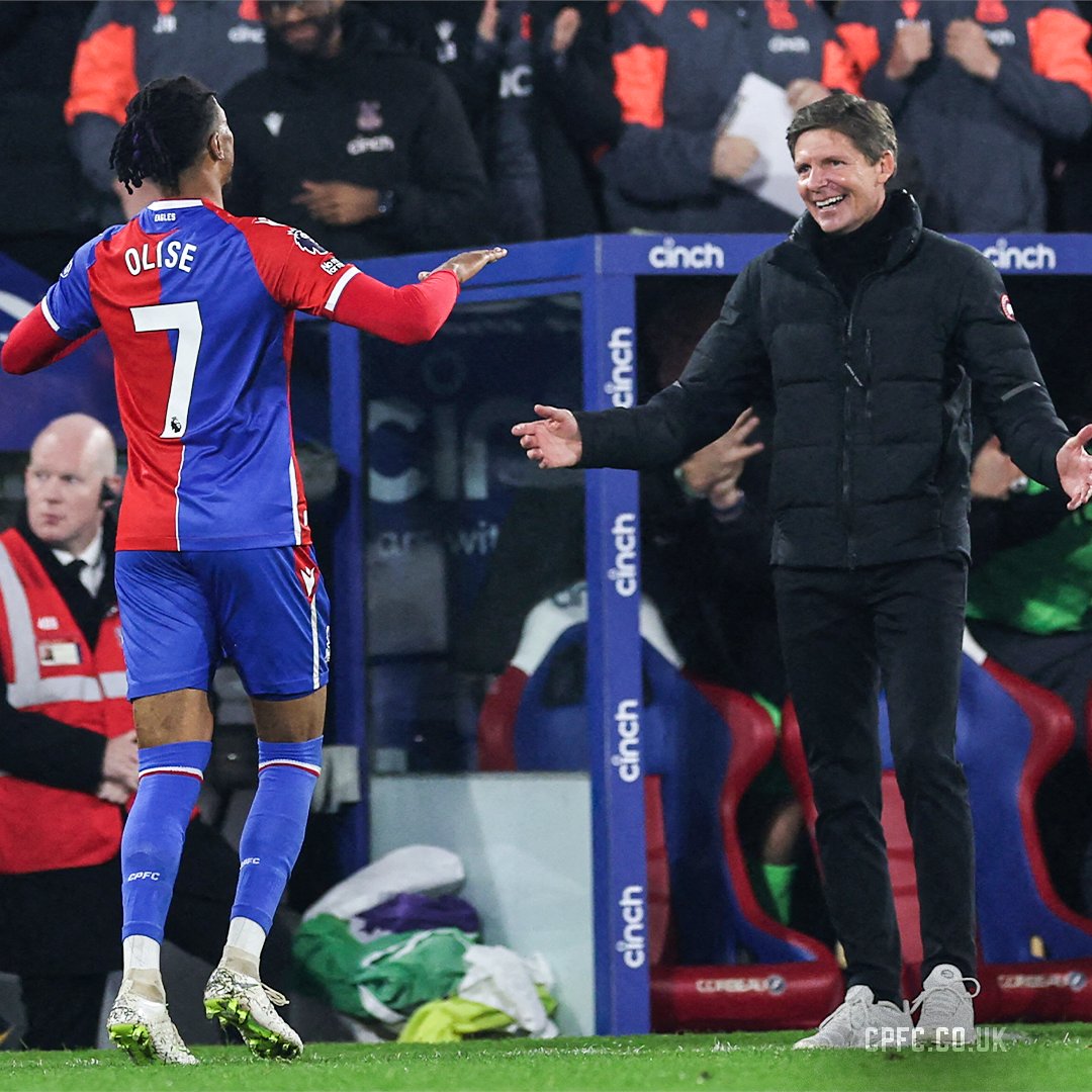 Olise celebrando el cuarto gol. Fuente: CPFC on X