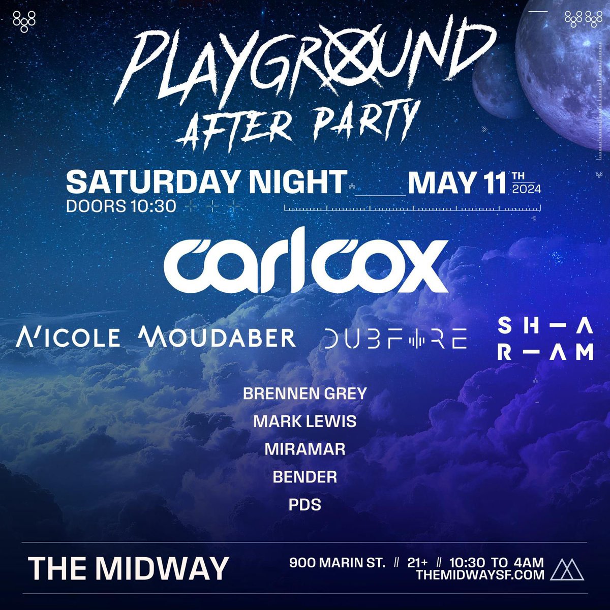 marklewismusik's tweet image. joint us for our event fundraiser in MAY SAT 11th @themidwaysf @carlcoxofficial @deepdish @playgroundfoundation_  @nicolemoudaber @djmarklewis @brennengrey @bendermusic #sf #burners 🎪🔈🔥@weluvhouse