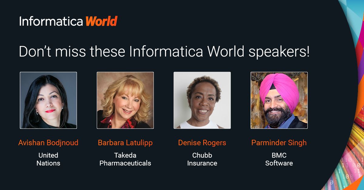 Learn how industry experts are getting their data ready for AI: Avishan Bodjnoud, @UN Barbara Latulippe, @TakedaPharma Denise Rogers, @Chubb Parminder Singh, @BMCSoftware Only at Informatica World! Register here: infa.media/3QxKN9z