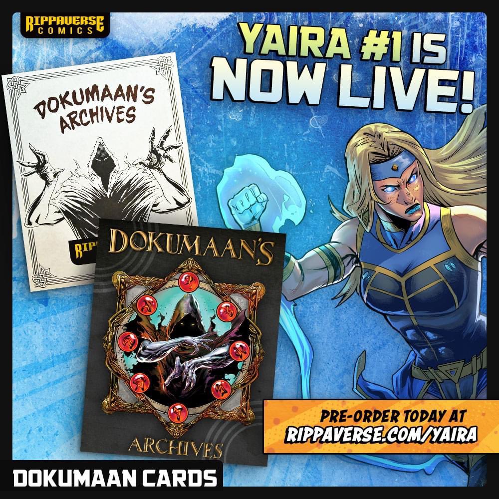 Did you score the DOKUMAAN CARDS with art by the amazing WILL CONRAD?? Series TWO is ON SALE now and WILL SELL OUT. Don’t miss out — these cards have some SEXY AF SPOILERS!! Get yours alongside some MAGNIFICENT NEW MERCH from the Rippaverse— rippaverse.com/store/yaira-1-…