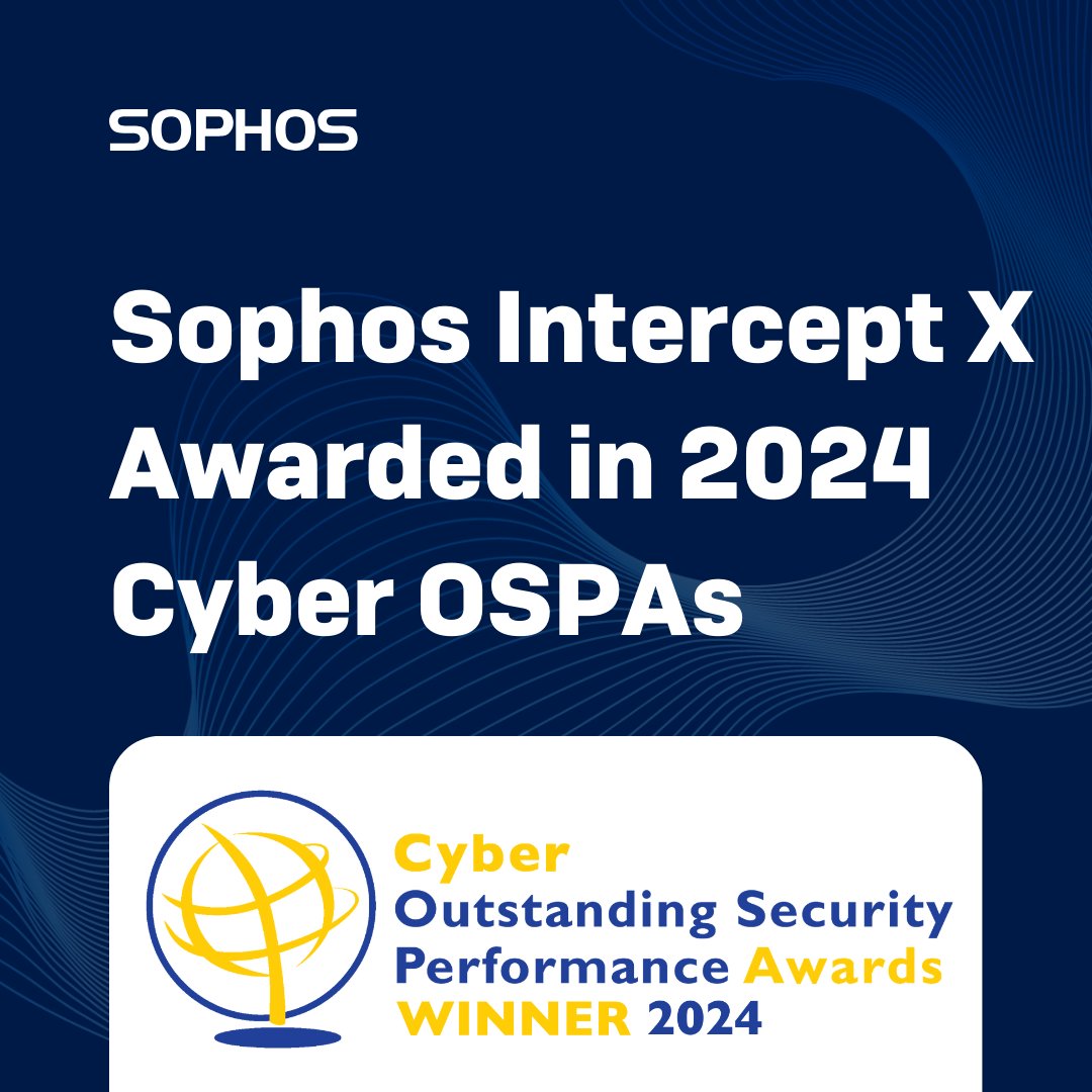 It takes cutting-edge #ThreatProtection to fend off attackers’ latest tactics. We’re proud to learn #SophosInterceptX was named the Outstanding New Cyber Security Product @theOSPAs this week — a reflection of our commitment to innovation. Learn more: bit.ly/44qSrIp