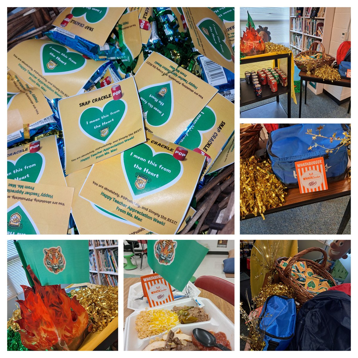 1st day #TeacherApppreciationWeek was filling with complimentary lunch from Principal @ArymasRay & surprise treats and gifts b4 our faculty meeting to 3 lucky teachers from counselor @McWisdom4Edu- Ms. Whitehead, Mrs. Perez & Mr. Harris. #DestinationExcellence 🐅💛💚