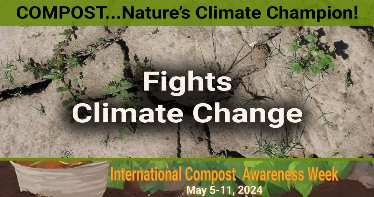 Join us in celebrating International #Compost Awareness Week! This year's theme is: COMPOST … #NaturesClimateChampion. Compost reduces #GreenhouseGas emissions at landfills, promotes healthy plant growth, & increases #ClimateResilience. #icaw2024