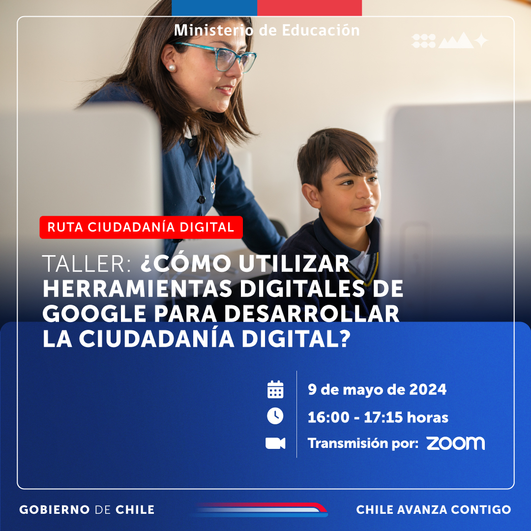 💻 ¡Desarrolla la Ciudadanía Digital con Google!  Participa en nuestro taller gratuito y aprende a usar herramientas digitales para educar en ciudadanía. ️
🗓️ 9 de mayo
🕓 16:00 horas
➡️ Link de inscripción: cutt.ly/mewTmZX4   
#ciudadaníadigital #google #educarchile