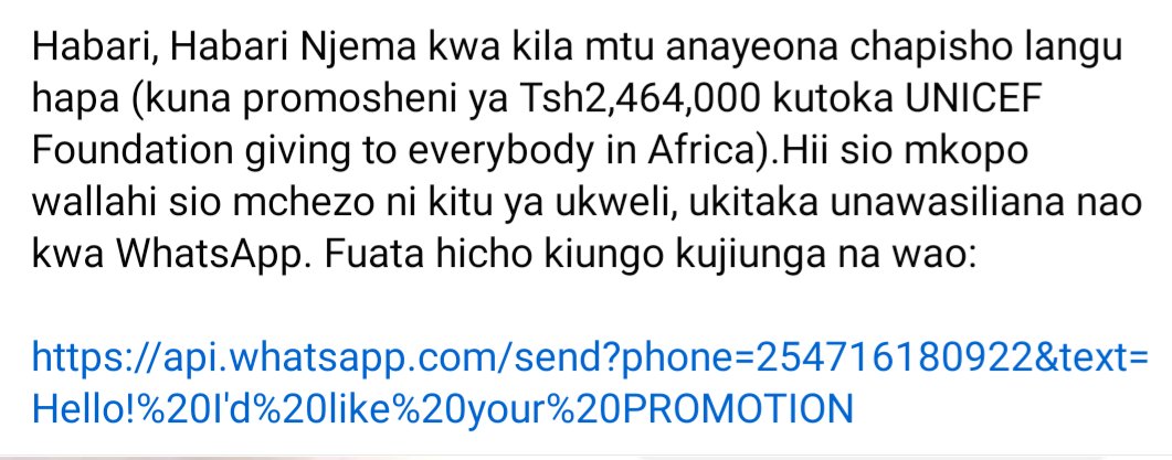 Ushawahi kukutana na sms kama hizi?Hii ni moja ya mbinu inayotumiwa na wadukuzu kuingia katika taarifa zako pindi unapoingia katika link hizi..Tuchukue hatua @ZainaFoundation #shutdowninternet @TCRA_Tz @internetsociety @sonnino123 @JohnMbundi @winharder_