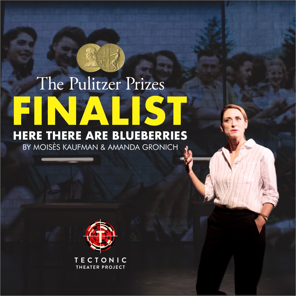 TectonicTheater's tweet image. We are thrilled and overjoyed to share that "Here There Are Blueberries" has been selected as a 2024 Pulitzer Prize Finalist for Drama! Huge congratulations to @MoisesKaufman and Amanda Gronich on this incredible honor.
#PulitzerFinalist #HereThereAreBlueberries