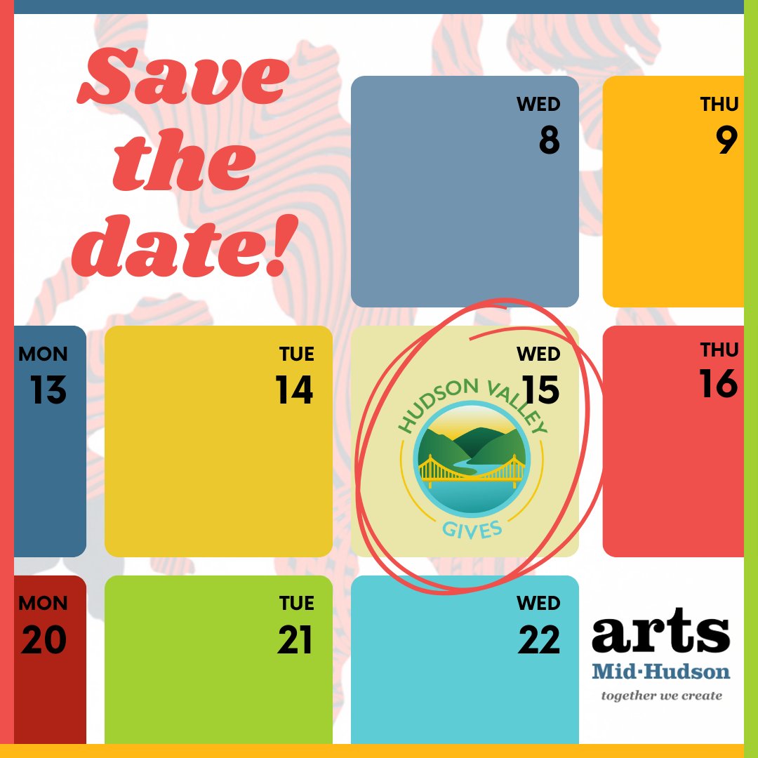 🌟 Mark your calendars for May 15: it's Hudson Valley Gives Day! 🎨 Join us in supporting the Empowered Artist Award through Arts Mid-Hudson.

To donate and learn more about our Empowered Artist Award and Awardees: hvgives.org/organizations/…

#ArtsMidHudson #TogetherWeCreate