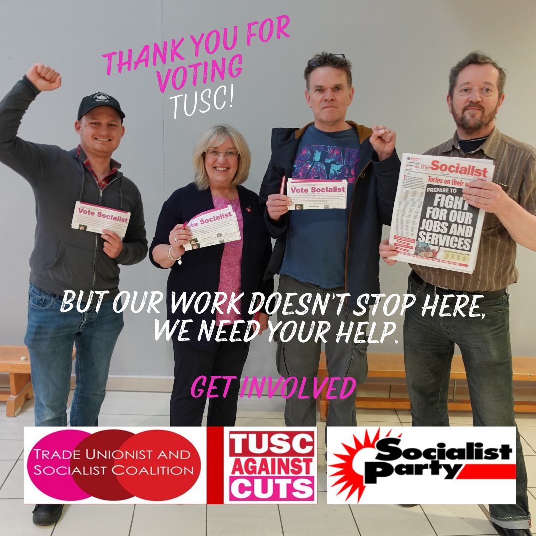 🚩✊ THANK YOU TO ALL THOSE WHO VOTED TUSC ON THE 2ND MAY LOCAL ELECTIONS! ✊🚩

🚩✊🎉OVER 900 VOTES FOR A SOCIALIST, ANTI-CUTS ALTERNATIVE IN BASILDON ALONE! 🎉✊🚩