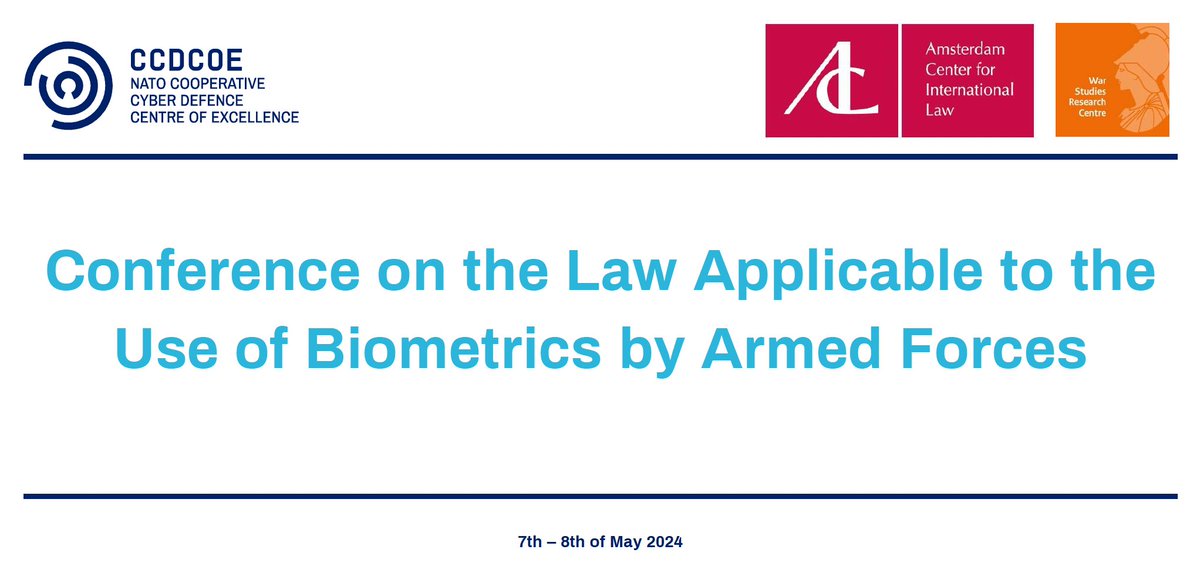 Arrived in Tallinn for Marten Zwanenburg & Sebastian Cymutta's 'Conference on the Law Applicable to the Use of Biometrics by Armed Forces' (@ccdcoe & @ACIL_UvA). Digital rights protection in war is a huge part of my research agenda & I'm so excited for these sessions to start.