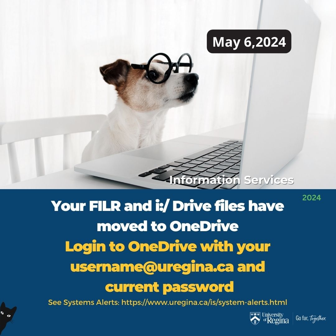 Information Services, IS Service Desk (IT Support) (@uofreginais_it) on Twitter photo All <a href="/UofRegina/">University of Regina</a> Lab computers logins have changed to username@uregina.ca and current password. Also, Your i:/drive and FILR files have moved to OneDrive. Login to OneDrive (M365) with your username@uregina.ca and current password. See, uregina.ca/is/system-aler… All <a href="/UofRegina/">University of Regina</a> Lab computers logins have changed to username@uregina.ca and current password. Also, Your i:/drive and FILR files have moved to OneDrive. Login to OneDrive (M365) with your username@uregina.ca and current password. See, uregina.ca/is/system-aler…