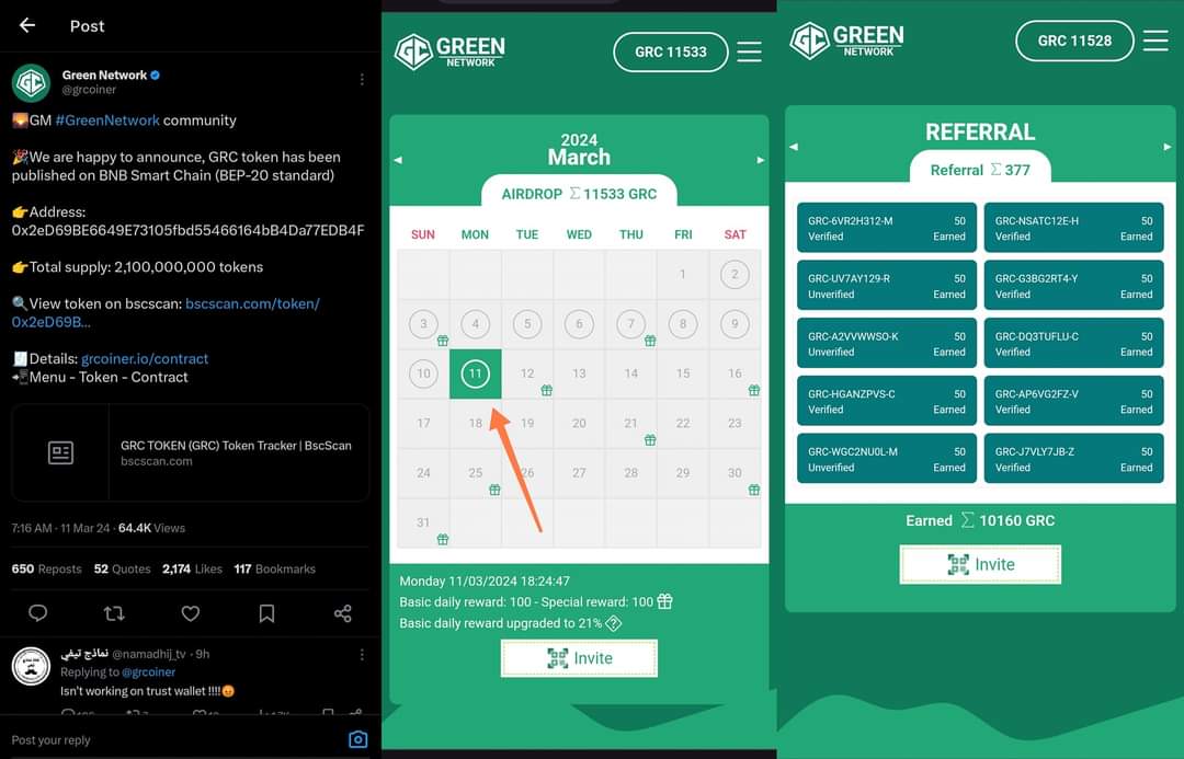 💥💥#GreenNetwork Reissue contract addresses, Maximum supply = 2.1B only

★ Daily airdrop of $100 GRC Coin
Registration link: grcoiner.io/@grc-enztir47-w
Invitation code: GRC-ENZTIR47-W

@grcoiner
 #IceNetwork