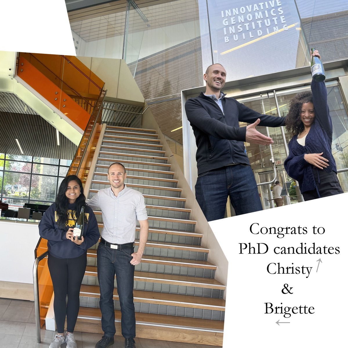 Ross Wilson (@rosswilsonlab) on Twitter photo The Wilson lab has two new PhD candidates:
🍾 Congrats 🍾 to Brigette Manohar and Christy George on passing their <a href="/berkeleyMCB/">UC Berkeley MCB</a> qualifying exams! They're both working to improve CRISPR delivery, potentially enabling new therapies for the central nervous system. The Wilson lab has two new PhD candidates:
🍾 Congrats 🍾 to Brigette Manohar and Christy George on passing their <a href="/berkeleyMCB/">UC Berkeley MCB</a> qualifying exams! They're both working to improve CRISPR delivery, potentially enabling new therapies for the central nervous system.