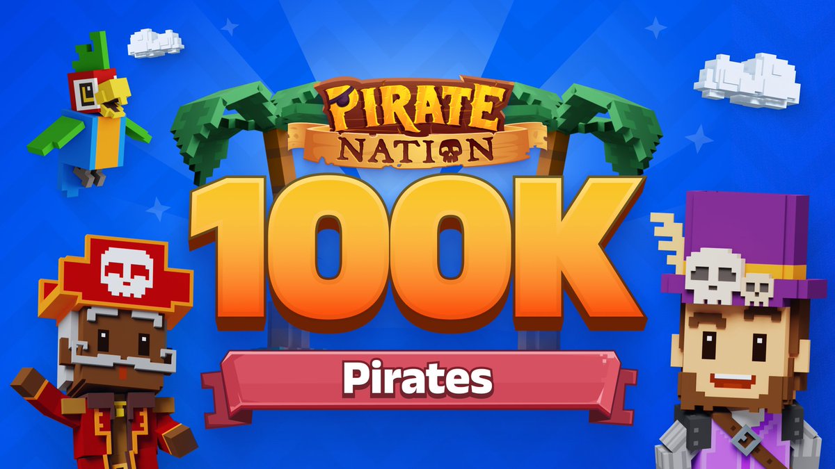 Ahoy, mateys! What a journey it's been, from a free mint all the way to 100,000 followers. Thank you to all the Pirates that have been with us on this grand voyage into fully onchain gaming and welcome to all the new Pirates joining us! Keep sailing, Pirates❤️ 🏴‍☠️