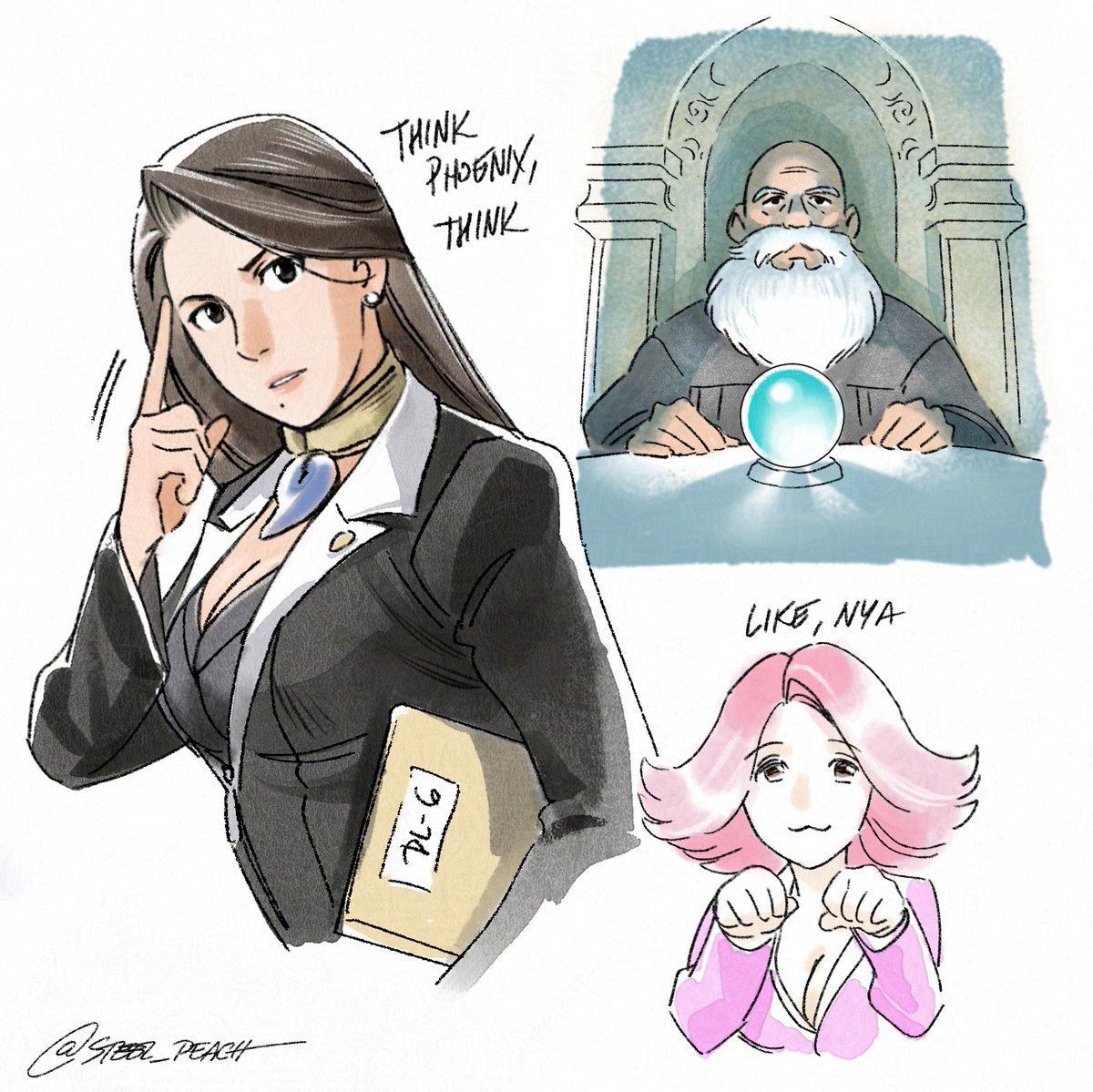 Ace Attorney 1 nostalgia trip drawings