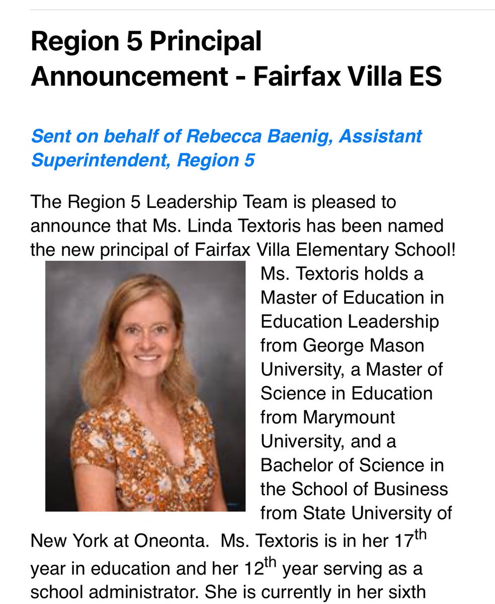 Nick Zapadka (@drzapadka) on Twitter photo So excited to be your colleague again, <a href="/TextorisLCPS/">Linda Textoris</a>! Welcome to <a href="/fcpsnews/">Fairfax Schools ๐</a>! ๐๐ฅณ๐ So excited to be your colleague again, <a href="/TextorisLCPS/">Linda Textoris</a>! Welcome to <a href="/fcpsnews/">Fairfax Schools ๐</a>! ๐๐ฅณ๐