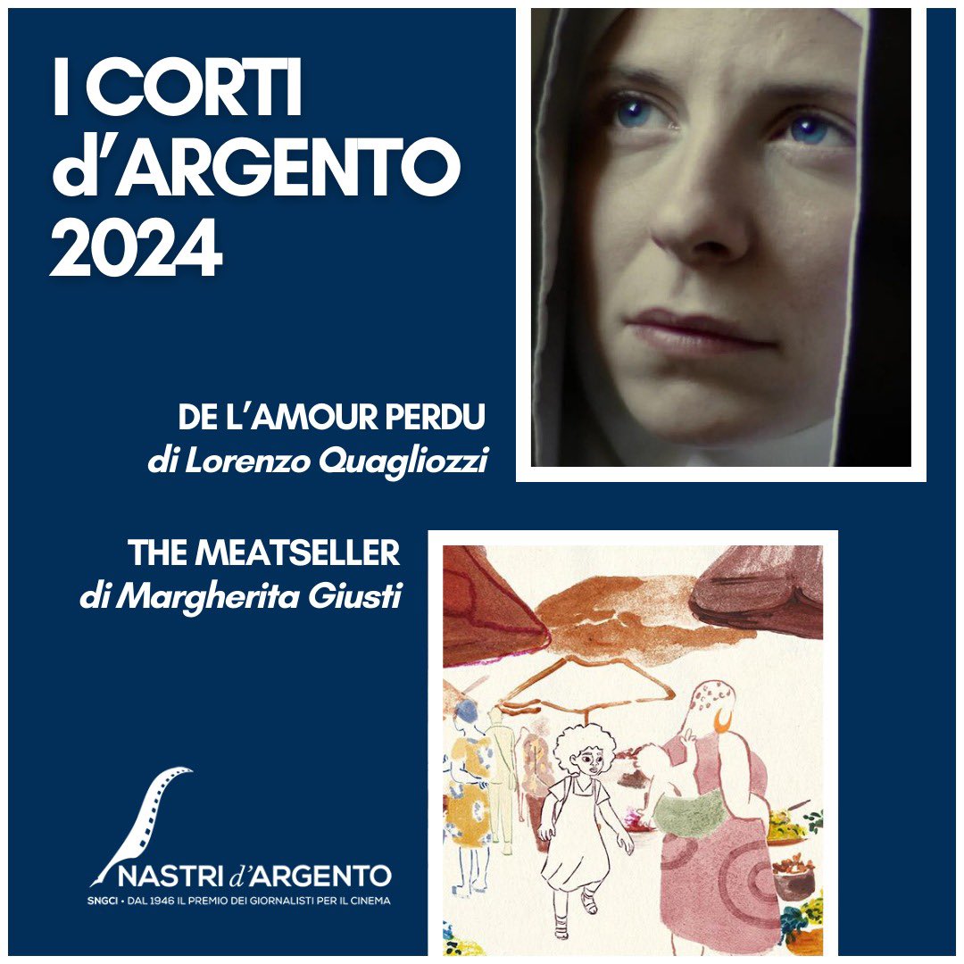 De l’amour perdu di Lorenzo Quagliozzi per la #finzione e The Meatseller di Margherita Giusti per l’#animazione sono i vincitori dei #nastridargento per il #corto2024 consegnati, insieme ai premi speciali, oggi a Roma. #nastridargento2024 #cortidargento2024