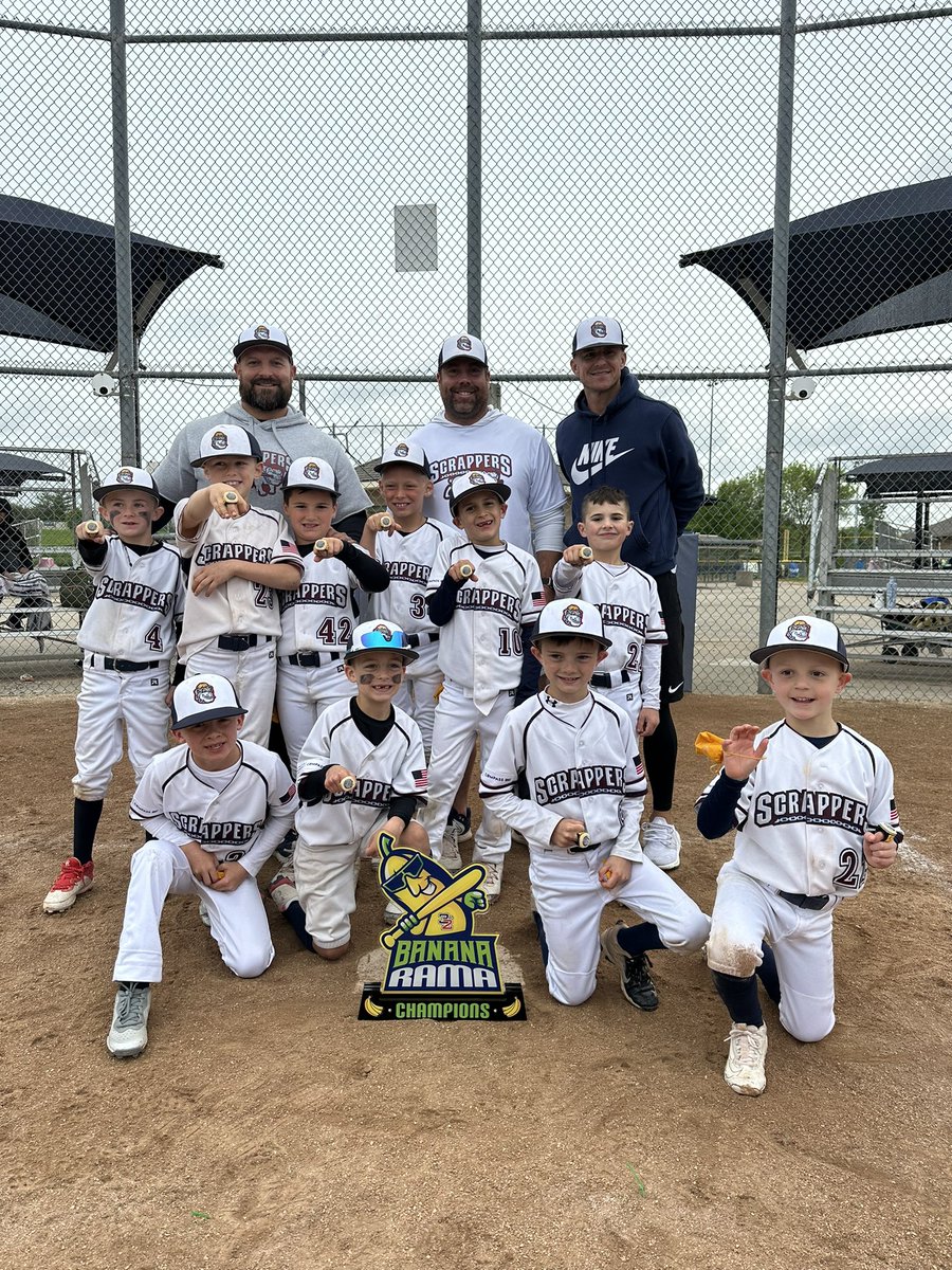 KC Scrappers Baseball (@kcscrappers) on Twitter photo Proud of our 7U squad for bringing home another tournament championship. Great competition and a great tournament put on by <a href="/USSSABSBL/">USSSA Baseball</a> and <a href="/jc3and2baseball/">3&2 Baseball</a>
#BananaRama Proud of our 7U squad for bringing home another tournament championship. Great competition and a great tournament put on by <a href="/USSSABSBL/">USSSA Baseball</a> and <a href="/jc3and2baseball/">3&2 Baseball</a>
#BananaRama