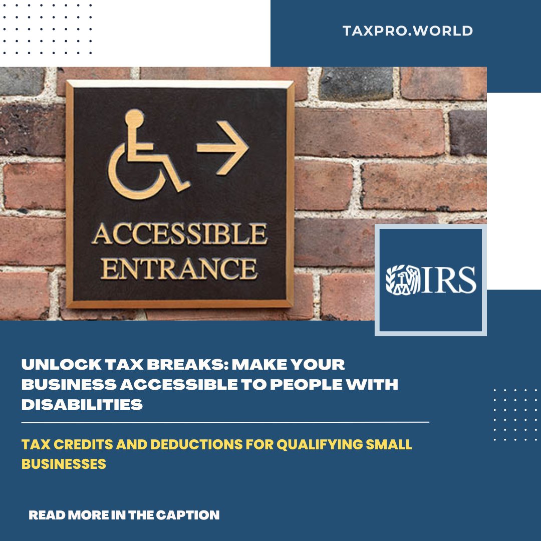 💼 Improve accessibility and unlock tax benefits for your small business! Discover how the Disabled Access Credit and barrier removal tax deduction can help you make your premises more inclusive: bit.ly/44kxL4M  
#AccessibilityTaxBreaks #DisabilityInclusion #TaxCredits