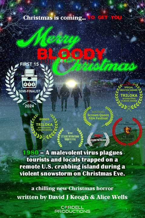 Another win for me and @ForeverKeogh's retro Xmas horror 'Merry Bloody Christmas' Semi-Finalist Page Turner Screenplays First 15. poster designed by @neilfraser78 @missjuliebrown 😱