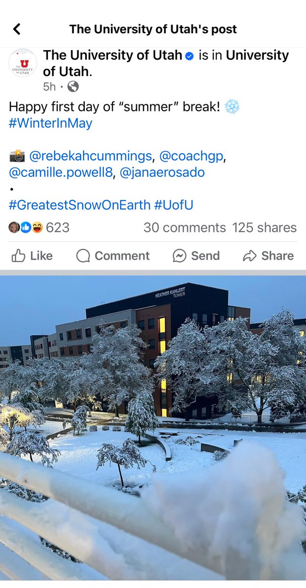 Today is the 1st day of #SummerBreak for UofU and YES that is snow on the ground.  😭😭😭😭
#MondayFeeling #MondayVibes #MondayMood #mondathoughts