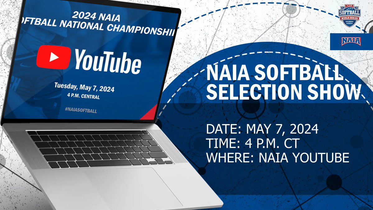 🥎
Tune into the NAIA YouTube page tomorrow at 4 p.m. CT for the release of the 2024 #NAIASBWorldSeries field as opening round games get underway on May 13!

Check out our YouTube page ahead of the announcement! -->bit.ly/472yx79

#collegesoftball #BattleForTheRedBanner