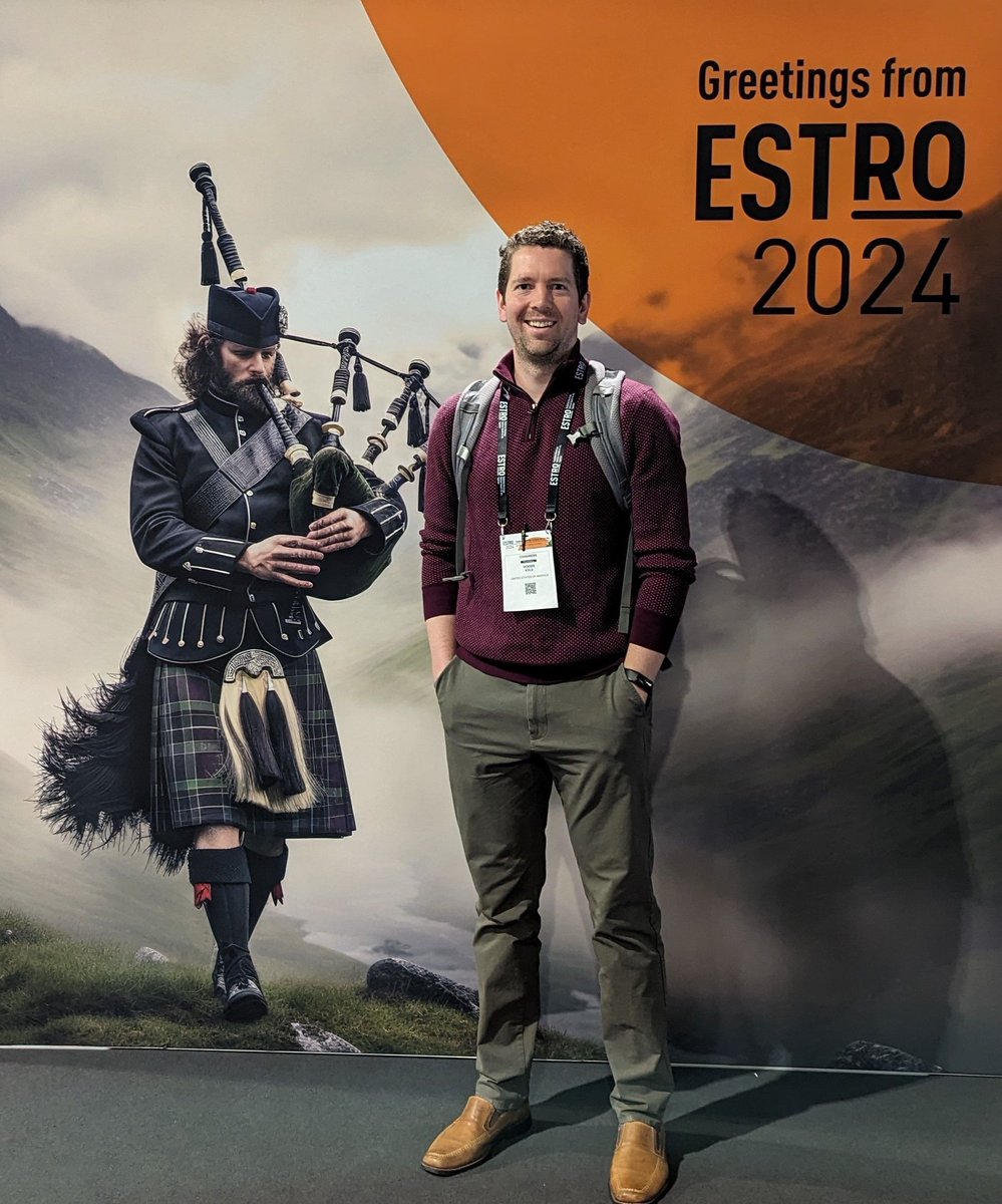 CampPhysics's tweet photo. CAMPer Kyle Woods is sending greetings from #ESTRO2024! We look forward to all the #medphys information he will bring back from Glasgow, Scotland with consideration of this year's theme, "Radiation Oncology: Bridging the Care Gap" #medicalphysics #ESTRO24 https://t.co/codibZgyf5