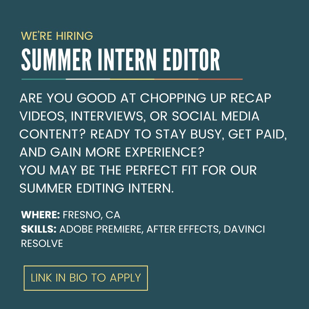 Are you good at chopping up recap videos, interviews, or social media content? Ready to stay busy, get paid, and gain more experience? 
Then you should apply for our Summer Intern position! 
Head to the link in our bio to send in your application.