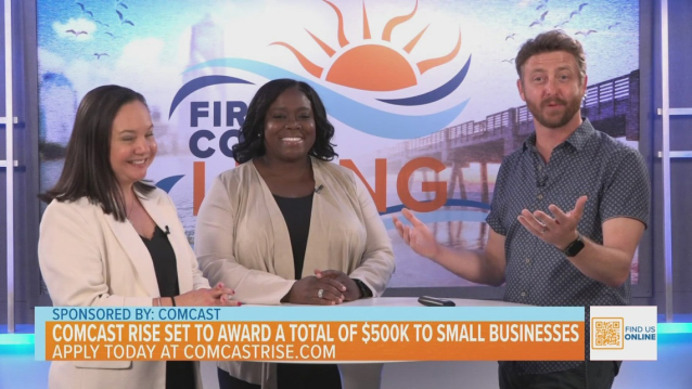 clemonrogers's tweet image. Comcast RISE is set to award a total of $500K to small businesses in Greater Jacksonville. Check out this interview on @FCN2go with Comcast's regional VP and a former RISE recipient to learn about how RISE can elevate your business #LevelX #IWorkForComcast comca.st/44w310O