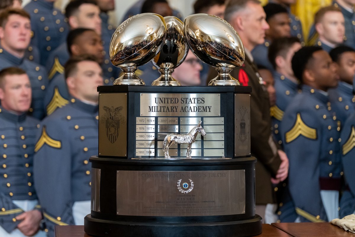 Today we celebrate a tough team. A storied football program. And this year’s Commander-in-Chief Trophy winners: The Army Black Knights.