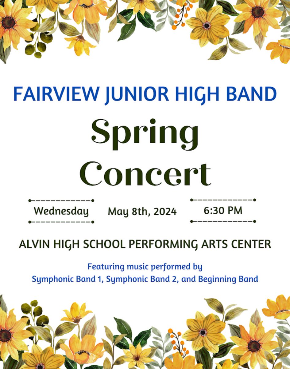 We hope to see you there!! @AISDFineArts @FairviewJH @alvinhsband