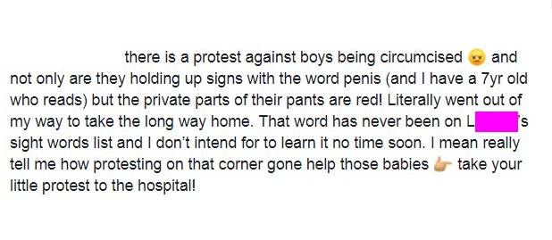 Outraged mom doesn't want her son to learn the word PENIS.. or that his was mutilated at birth.