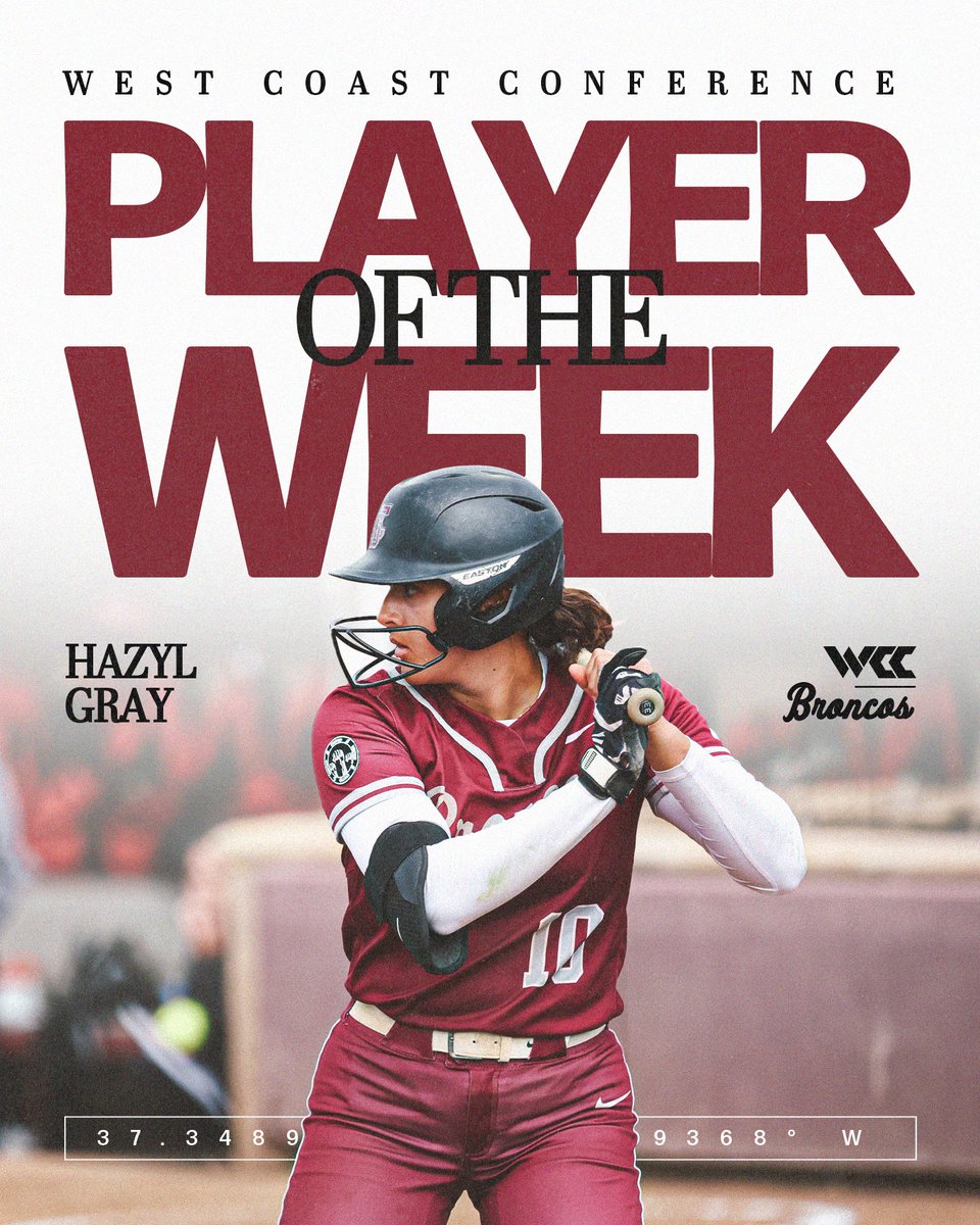 Congratulations @GrayHazyl on being named WCC Player of the Week! ➡️ bit.ly/4blSUyx @SCUBroncos #StampedeTogether